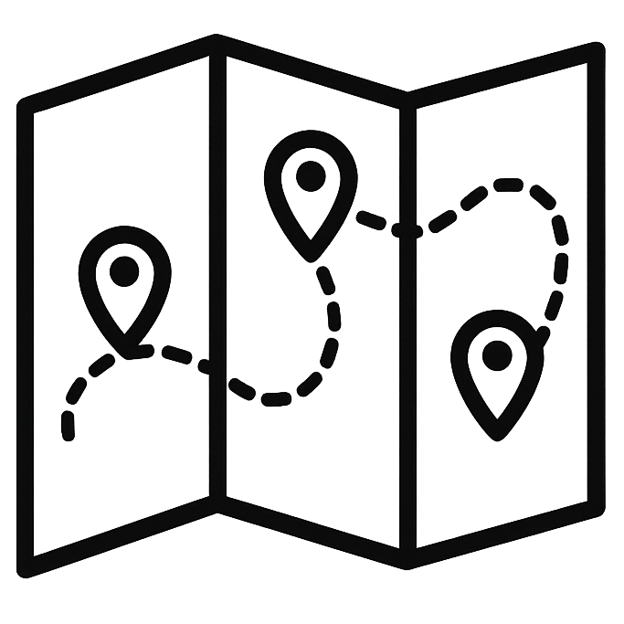 Eine Karte mit mehreren Stops